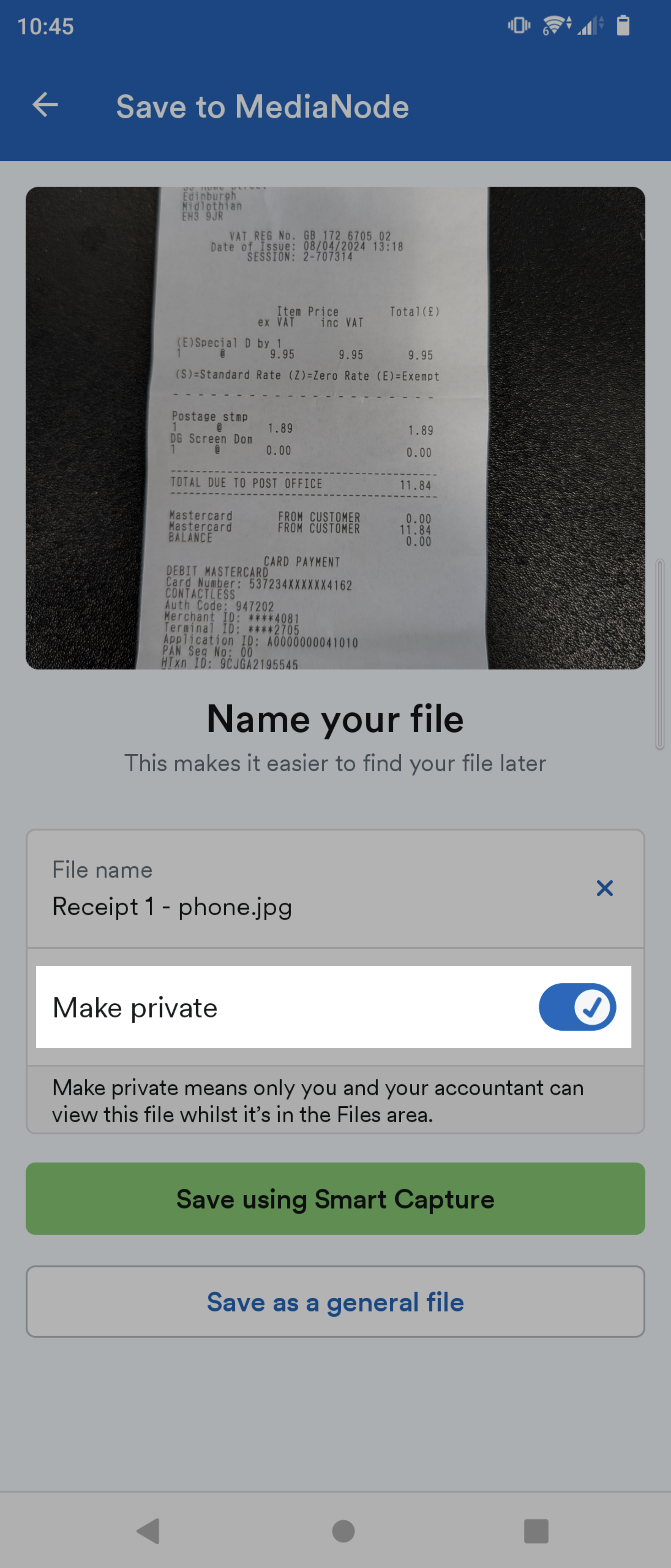'Make private' toggle highlighted.