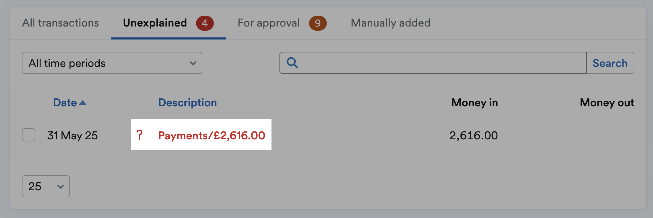 Money in unexplained transaction highlighted on bank account page.