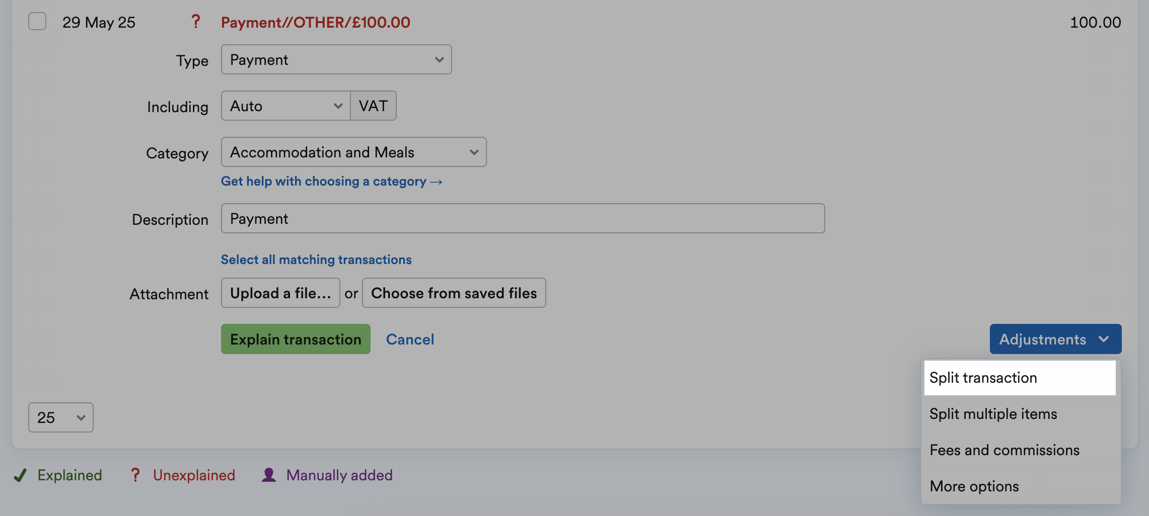 More options highlighted from the Adjustments drop-down menu