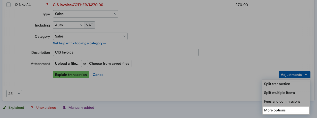 More options highlighted from the Adjustments drop-down menu
