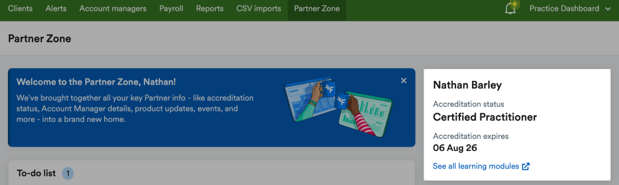 Accreditation status highlighted on the Partner Zone