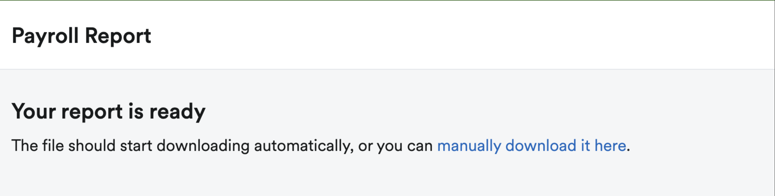 Payroll report confirmation screen