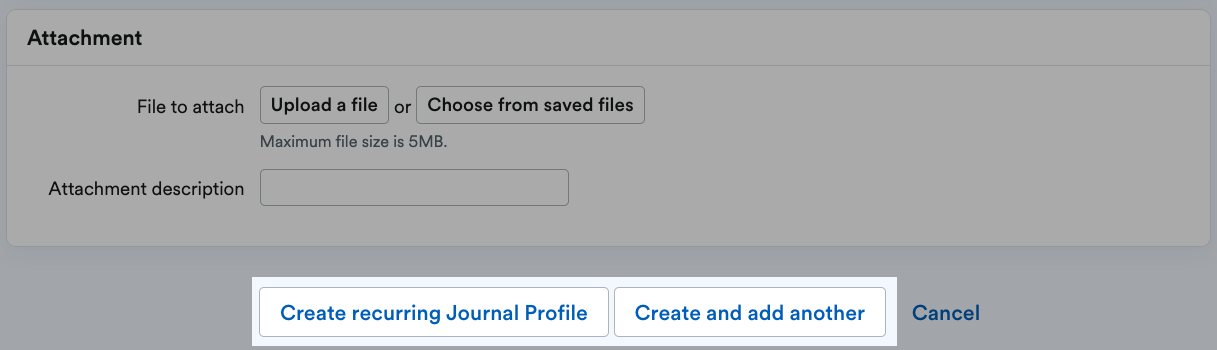 Create recurring Journal Profile button highlighted.