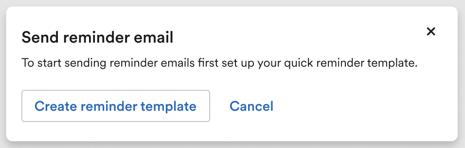 'Send reminder email' pop up window.