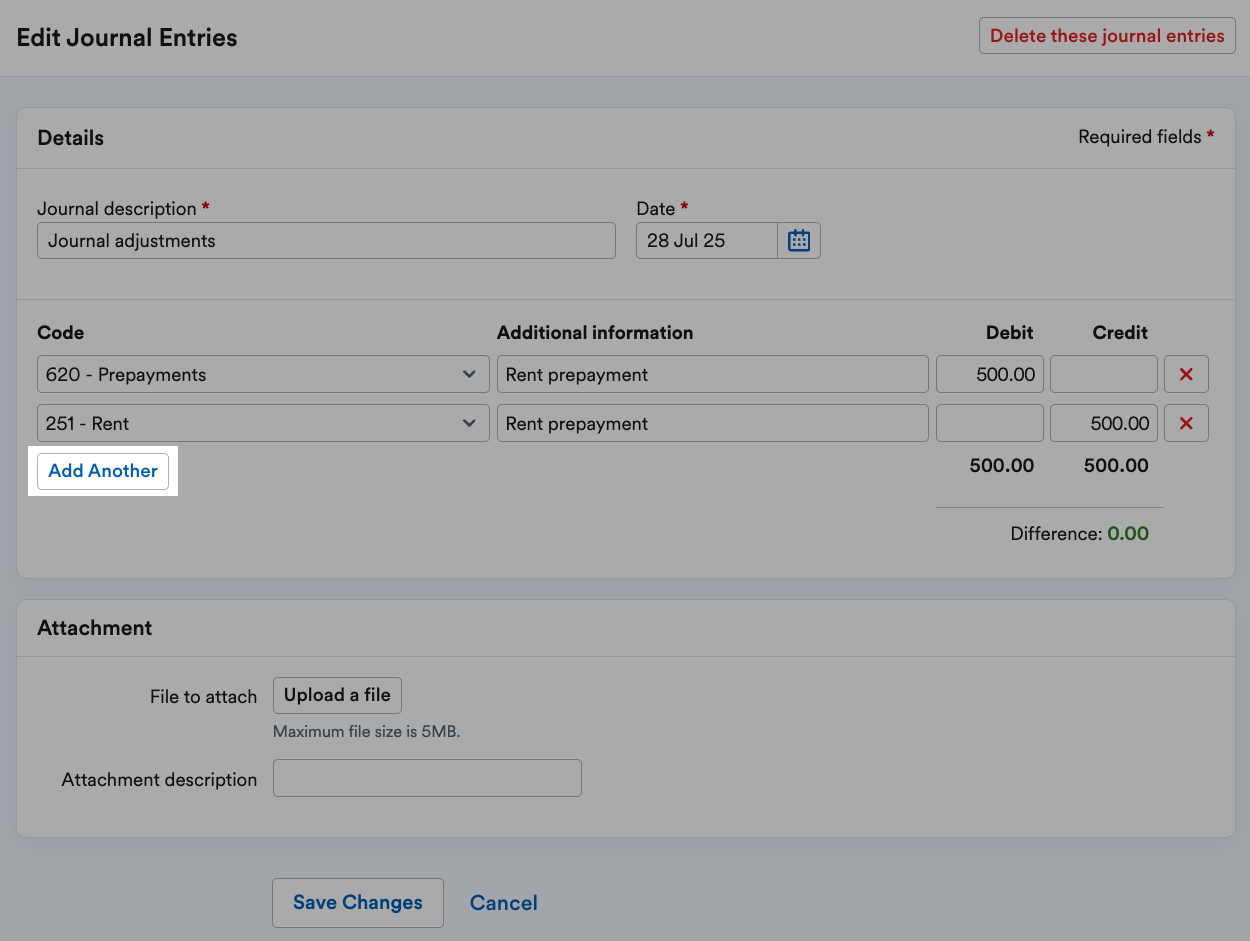 'Add Another' button highlighted under existing entries.