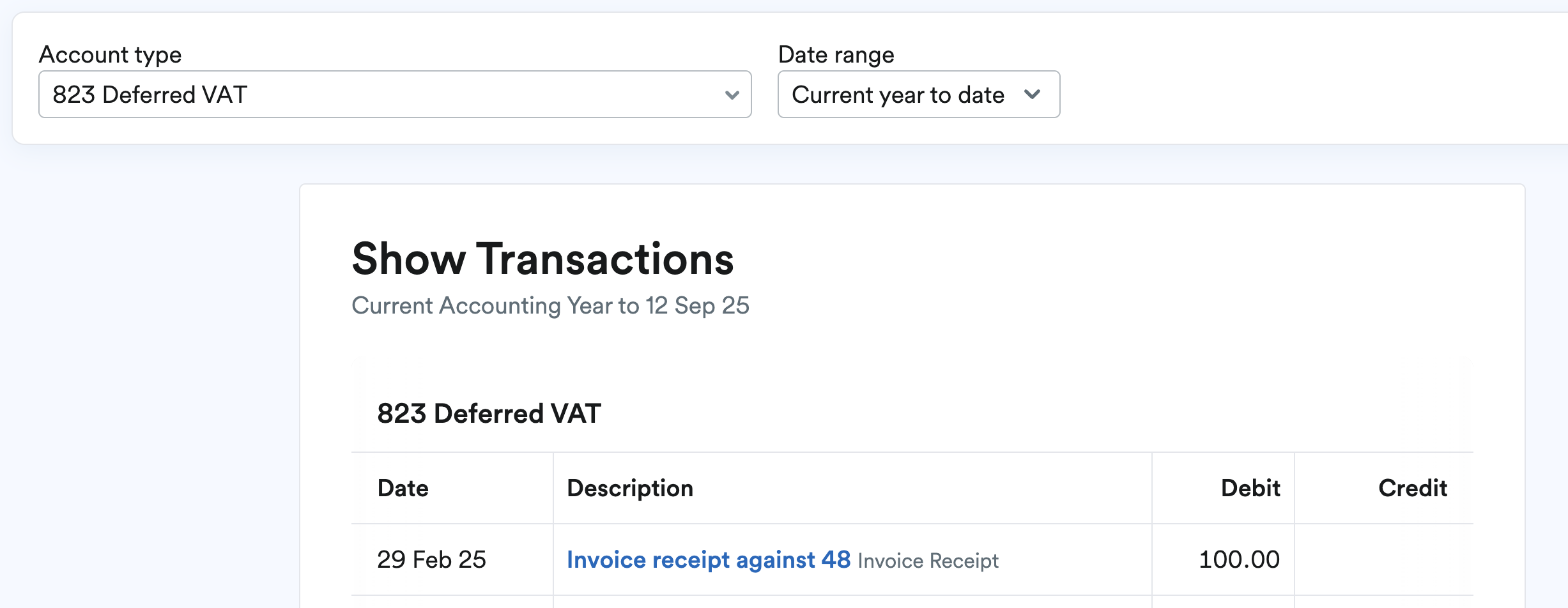 Amount being removed from the Deferred VAT code