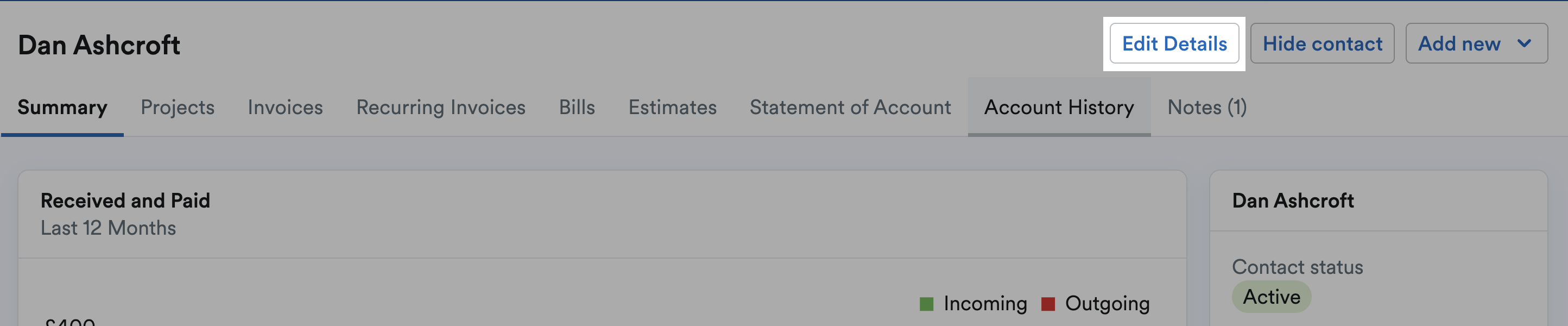 Edit Details button highlighted in the top-right