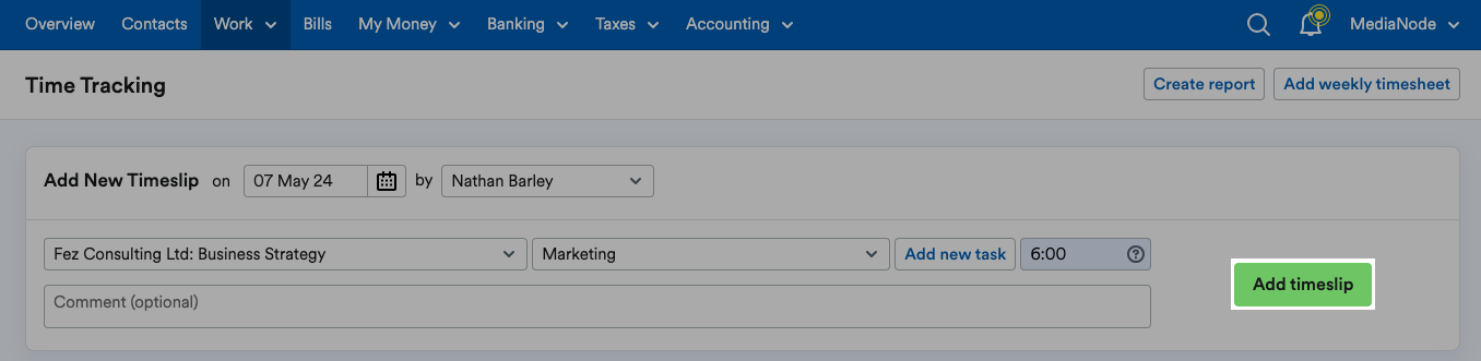 Add timeslip button highlighted