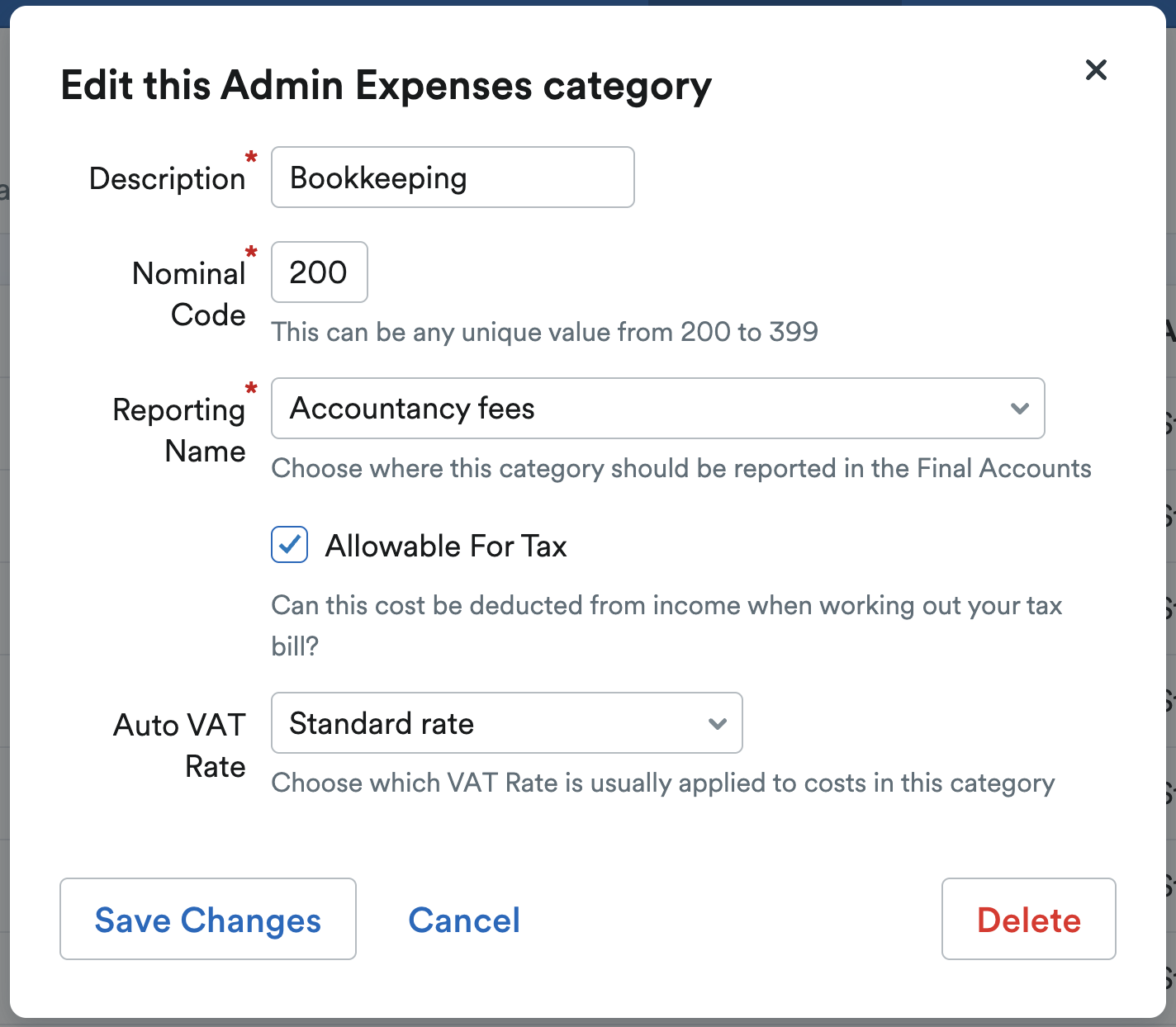 Edit category expense screen
