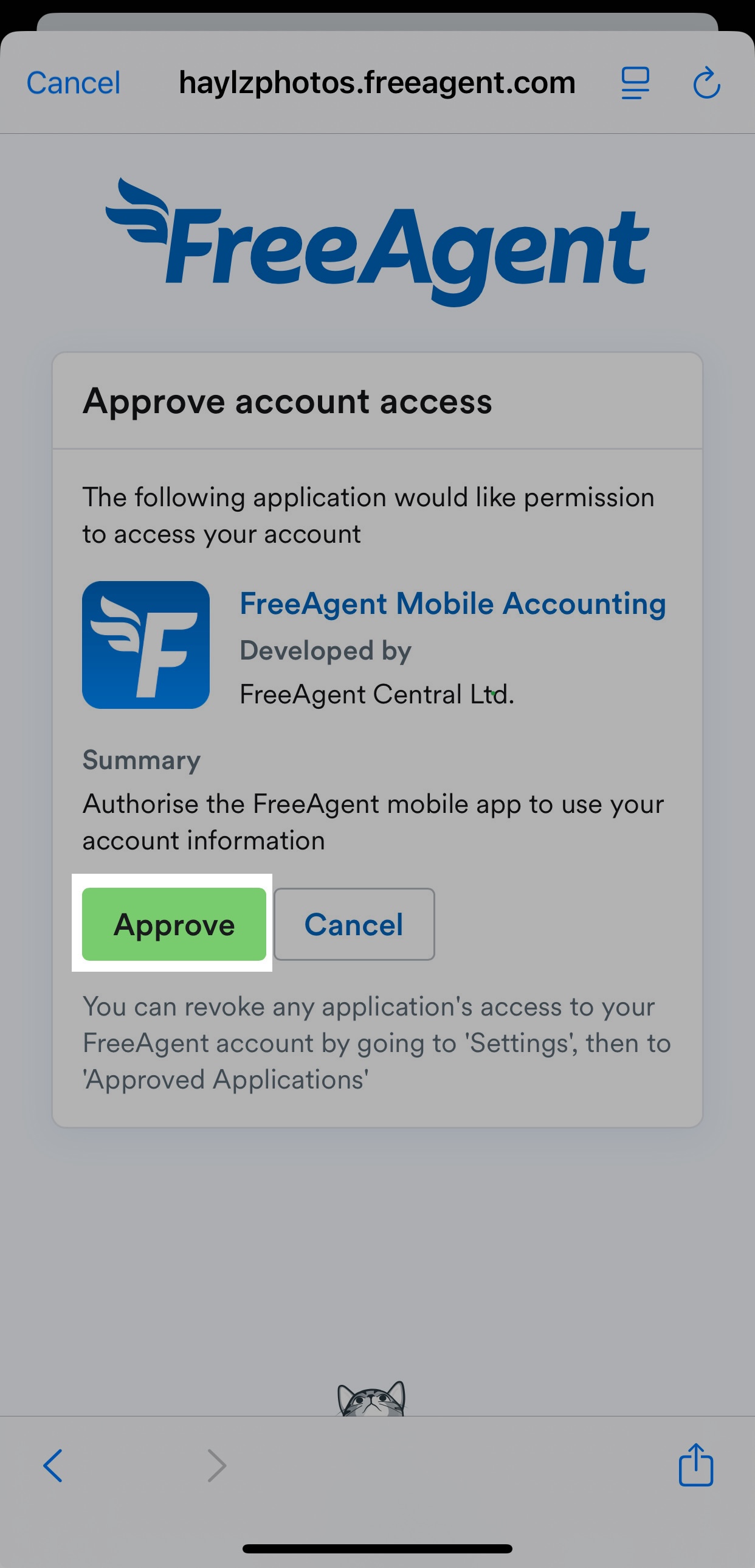 Mobile login screen with Approve button highlighted