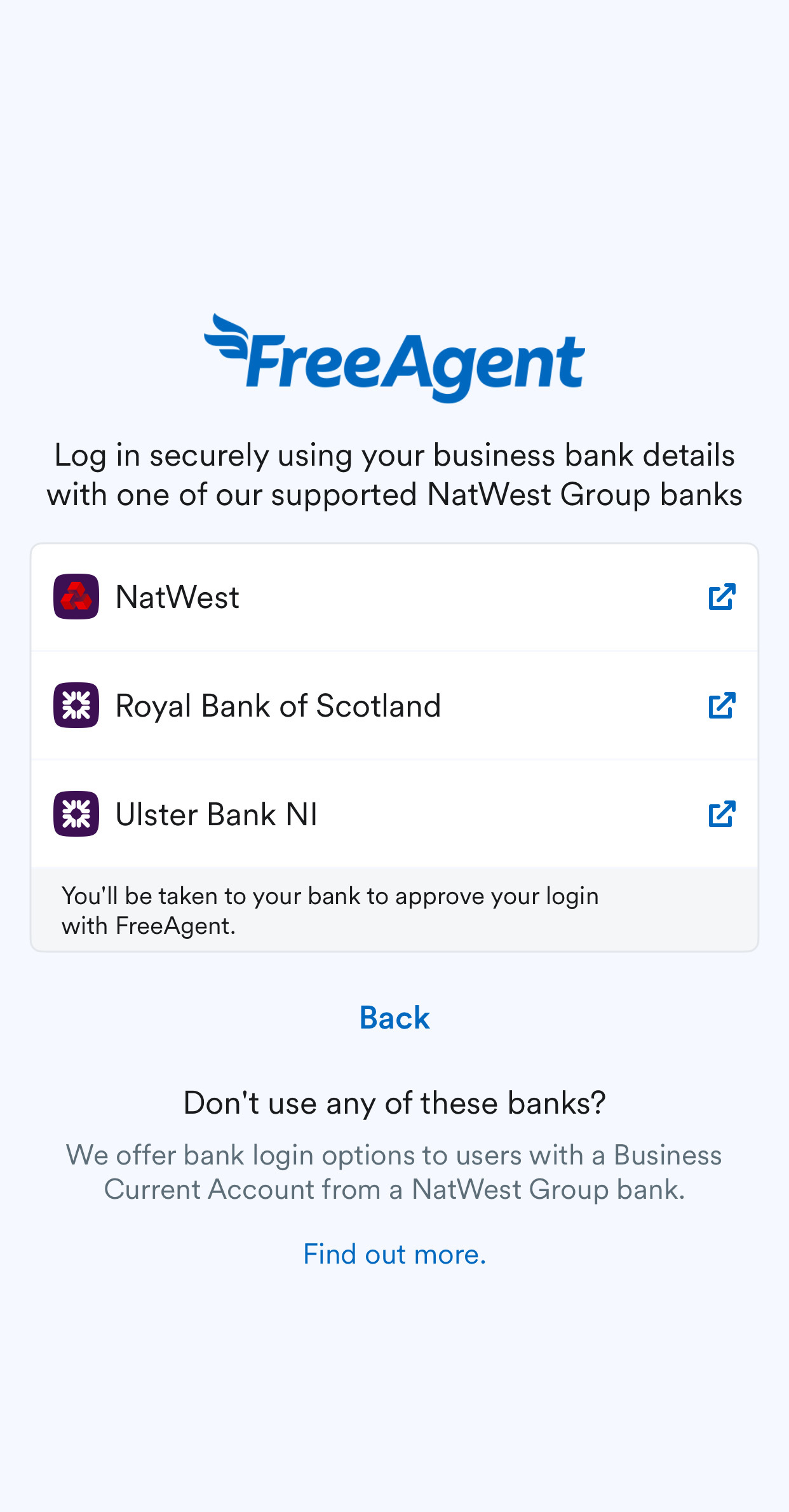 List of banks to log in with