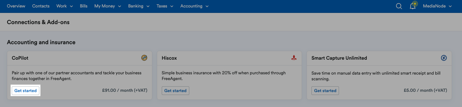 ‘Get started’ button highlighted in CoPilot area.