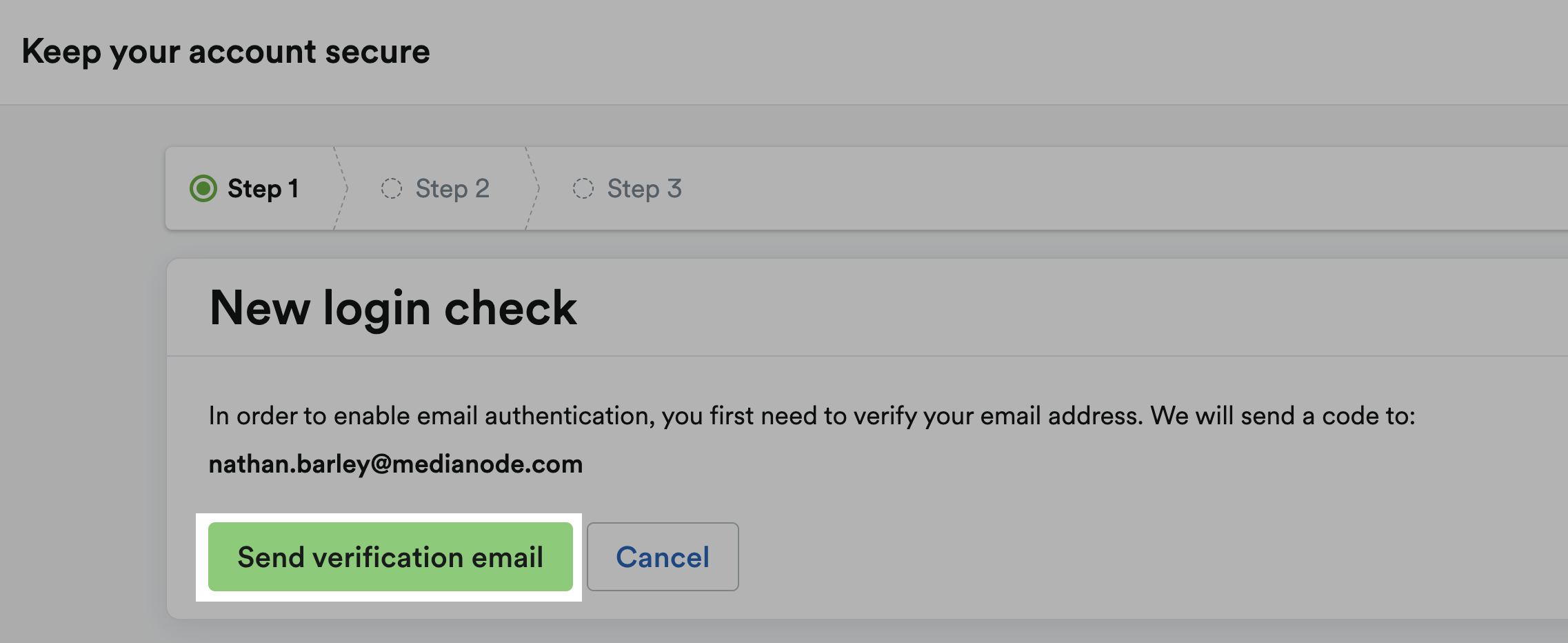 'Send verification email' button highlighted.