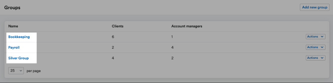 Listed groups highlighted under Name header.