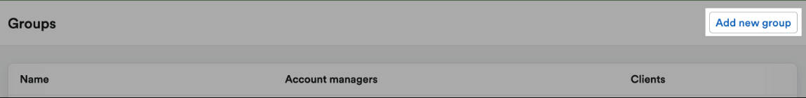 'Add new group' button highlighted at top of Groups page.