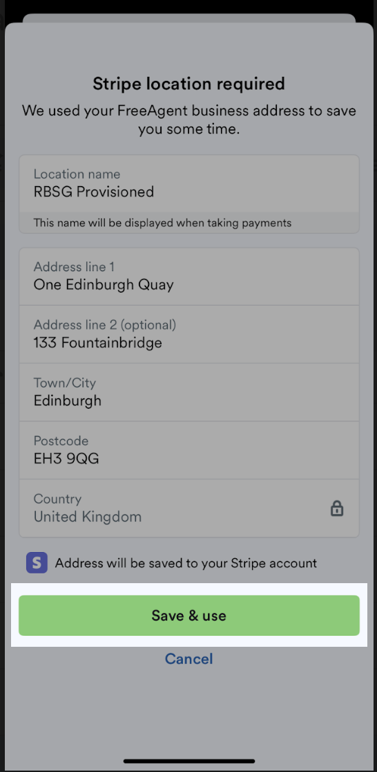Creat Stripe location page.