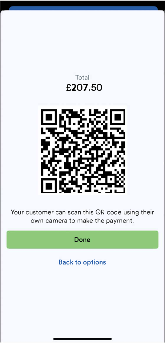 Screen showing QR code.