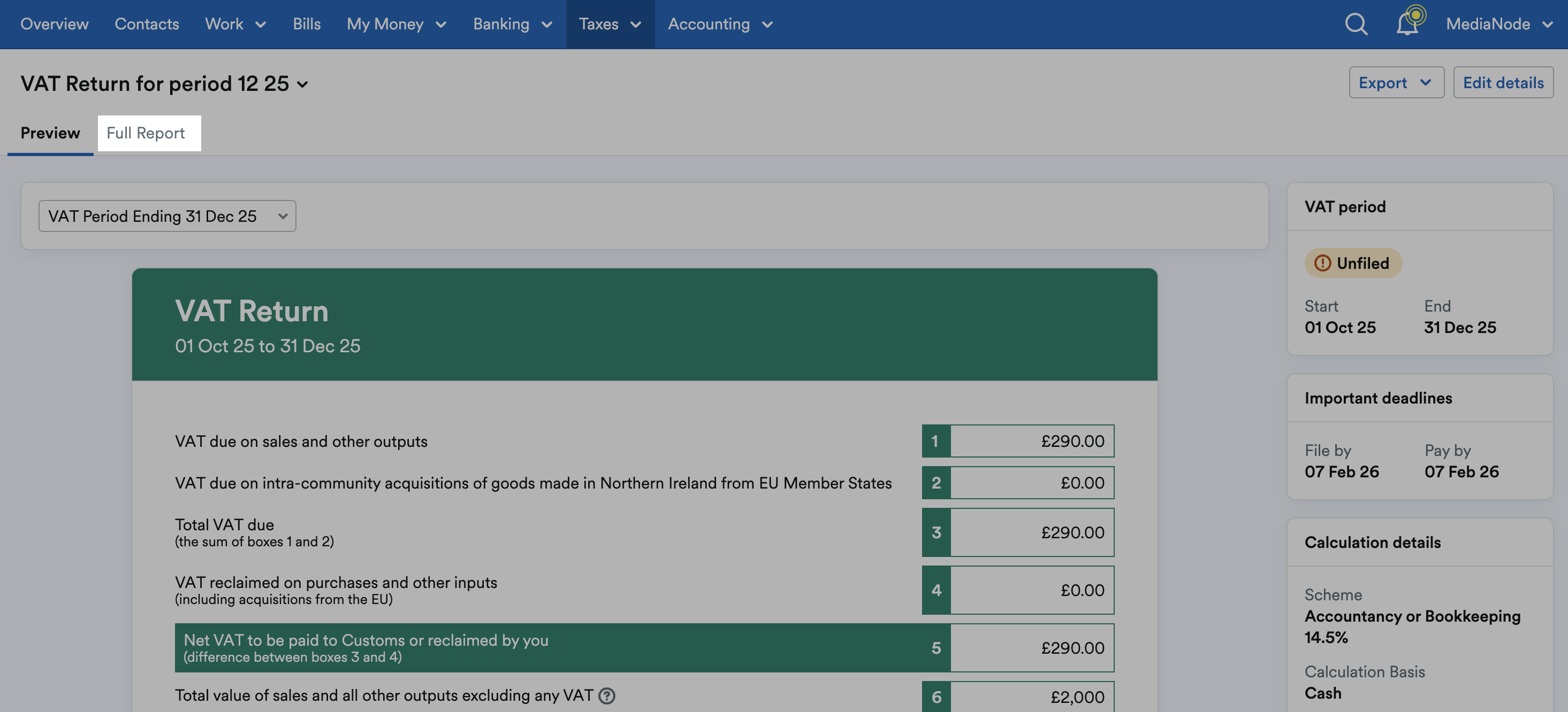 'Full Report' tab highlighted.