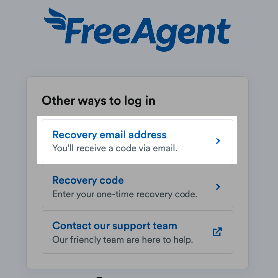 Option to receive a code via email highlighted.
