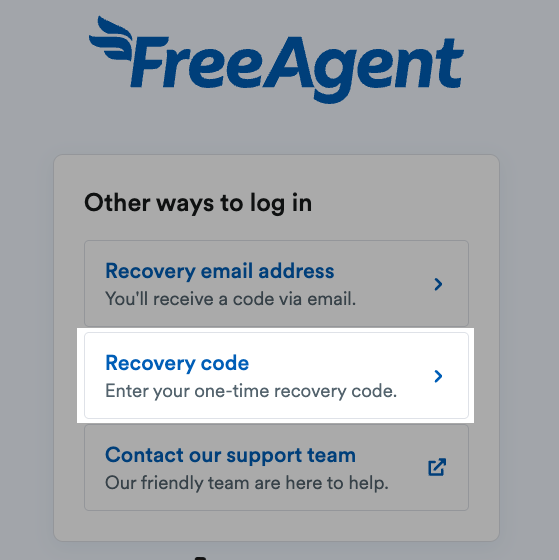 Option to enter a one-time recovery code highlighted.