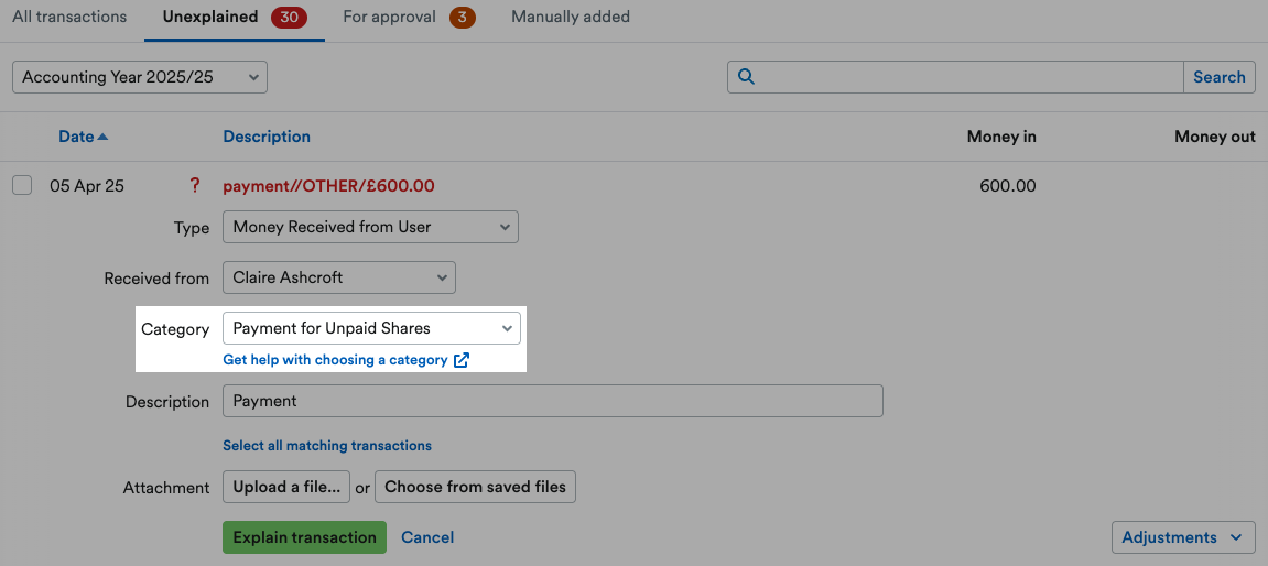 ‘Category’ drop down menu highlighted.