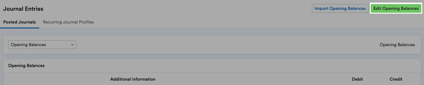 Edit opening balances button highlighted