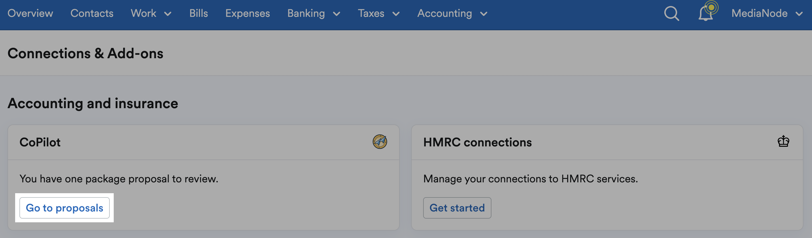 Go to proposals button highlighted in CoPilot section