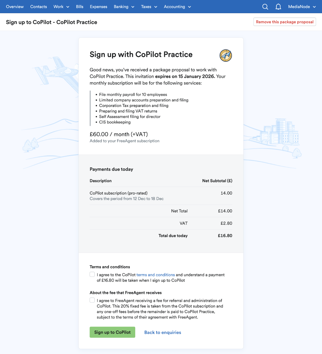 Example of a package proposal from a CoPilot accountant