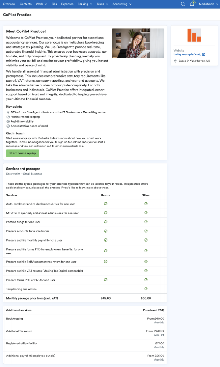 Information about the CoPilot practice and the services and packages that they offer