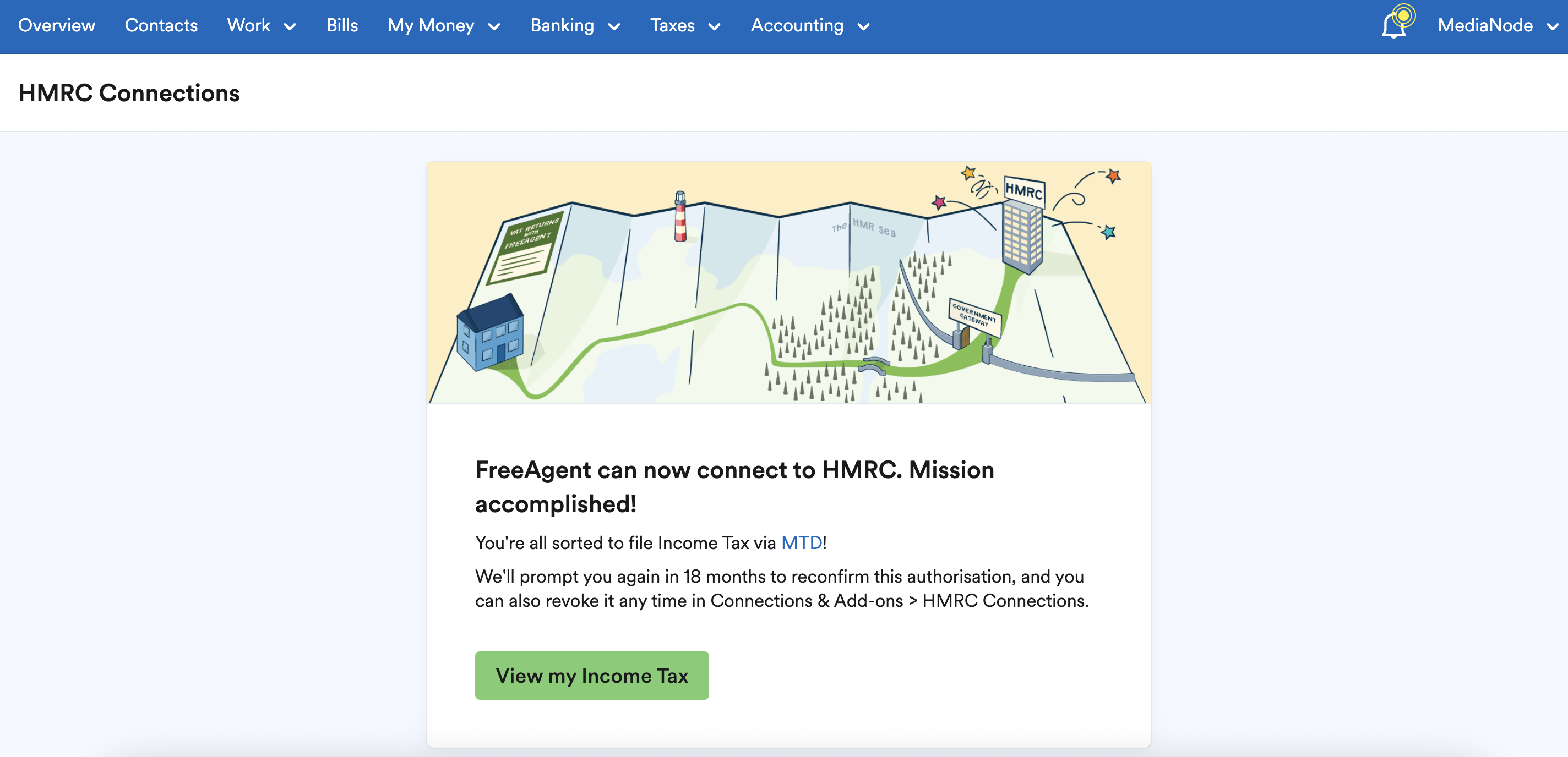 Button to 'View my Income Tax' on HMRC Connections page.