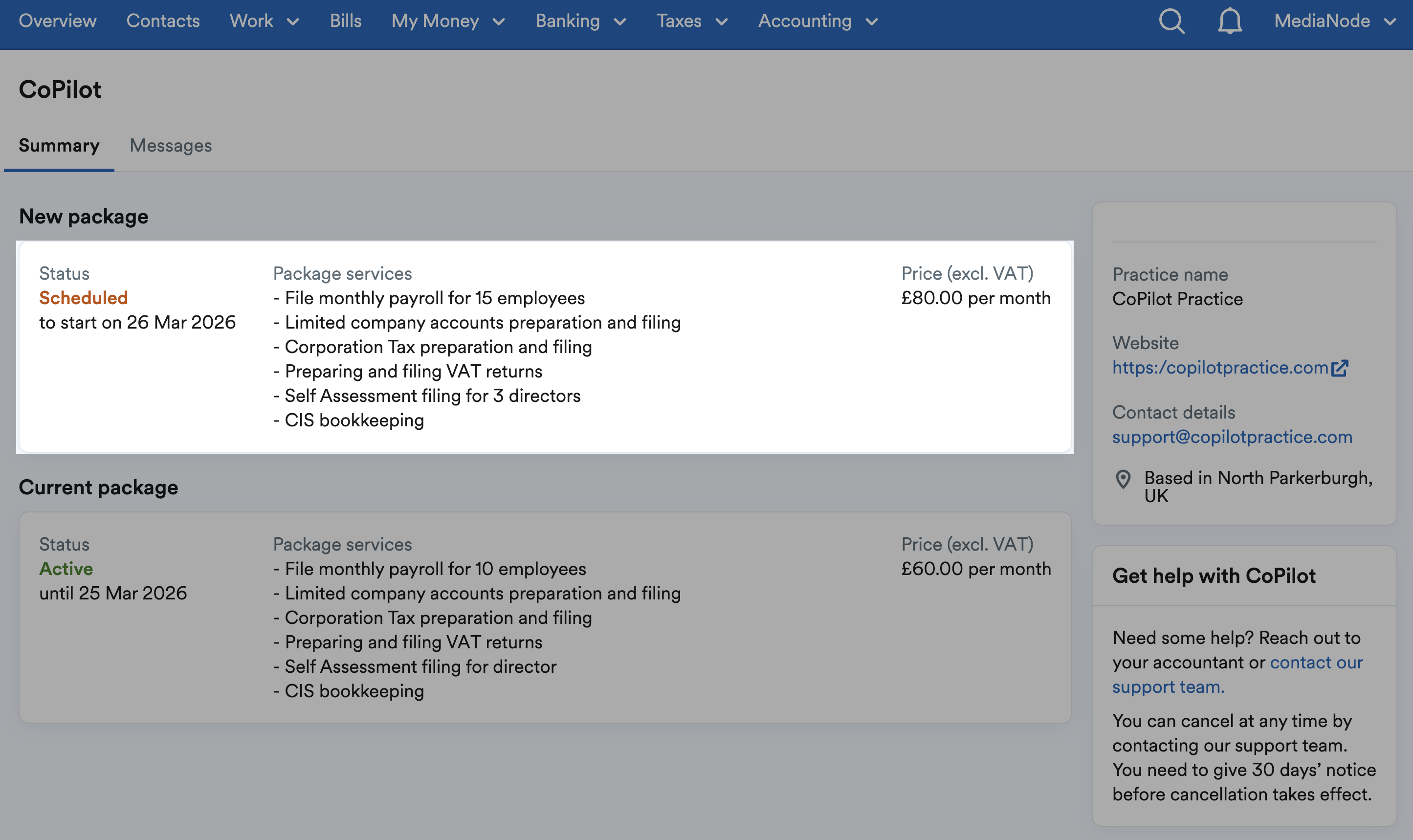 New package highlighted above existing package