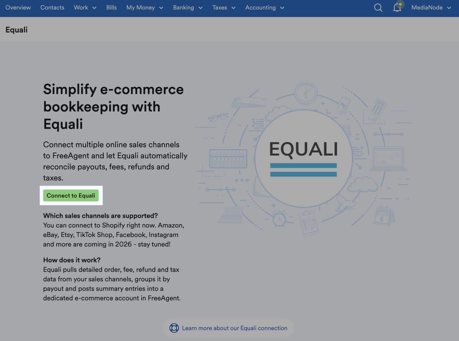 Connect to Equali button highlighted.