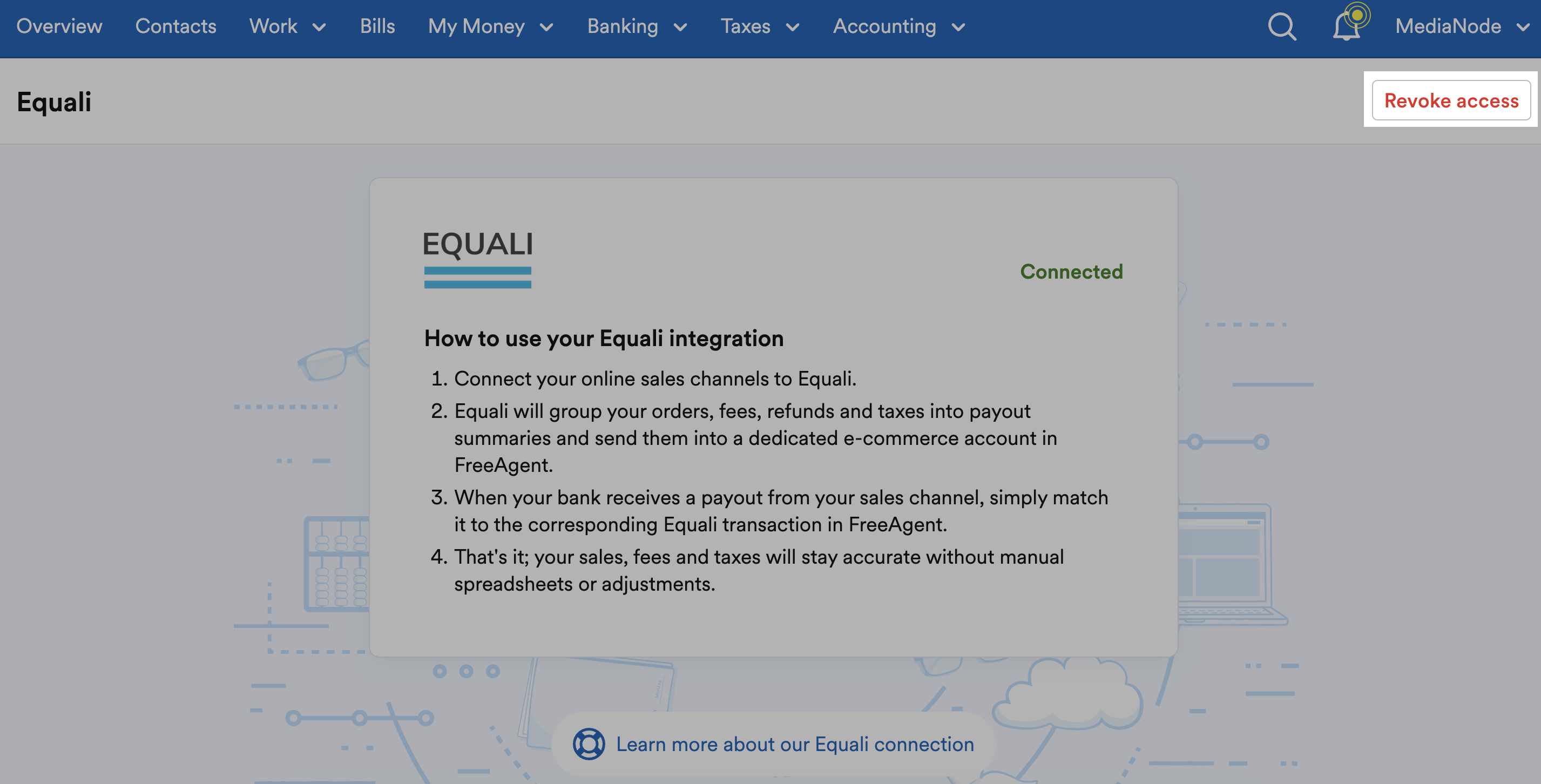 Revoke access button highlighted in Equali area.