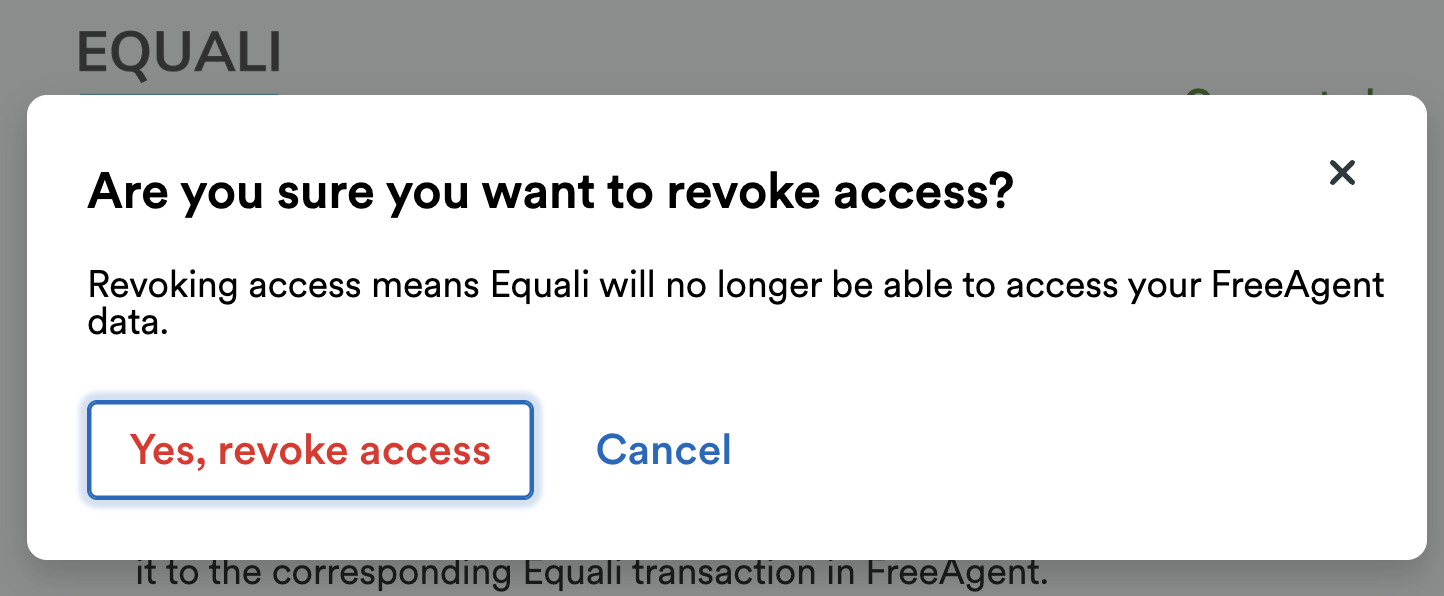 Confirmation that you want to revoke access.