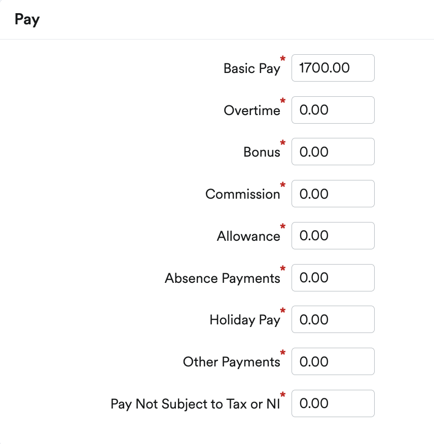 Pay section of payslip.
