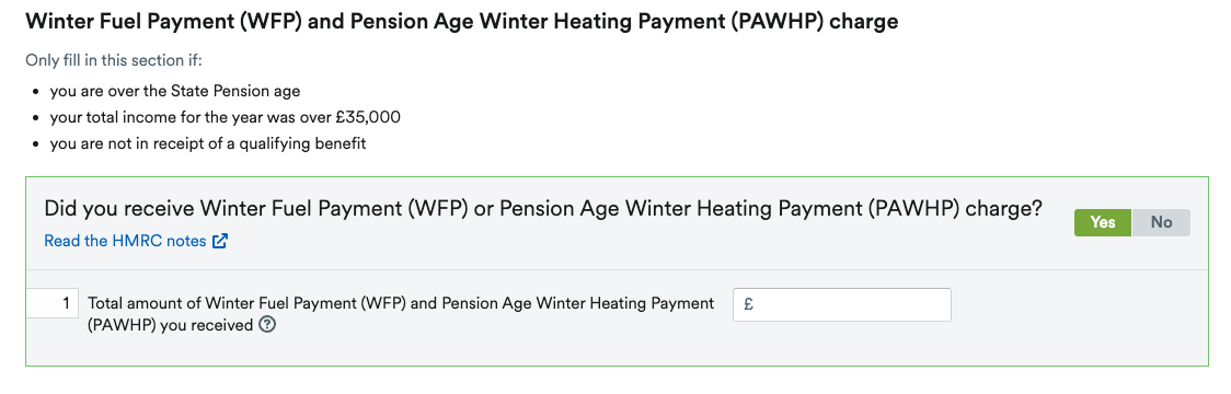 Winter Fuel Payment and Pension Age Winter Heating Payment Charge section.