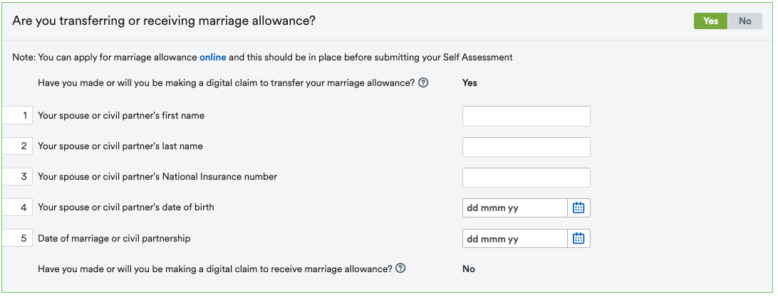 Marriage allowance section