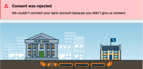 'Consent was rejected' error message.