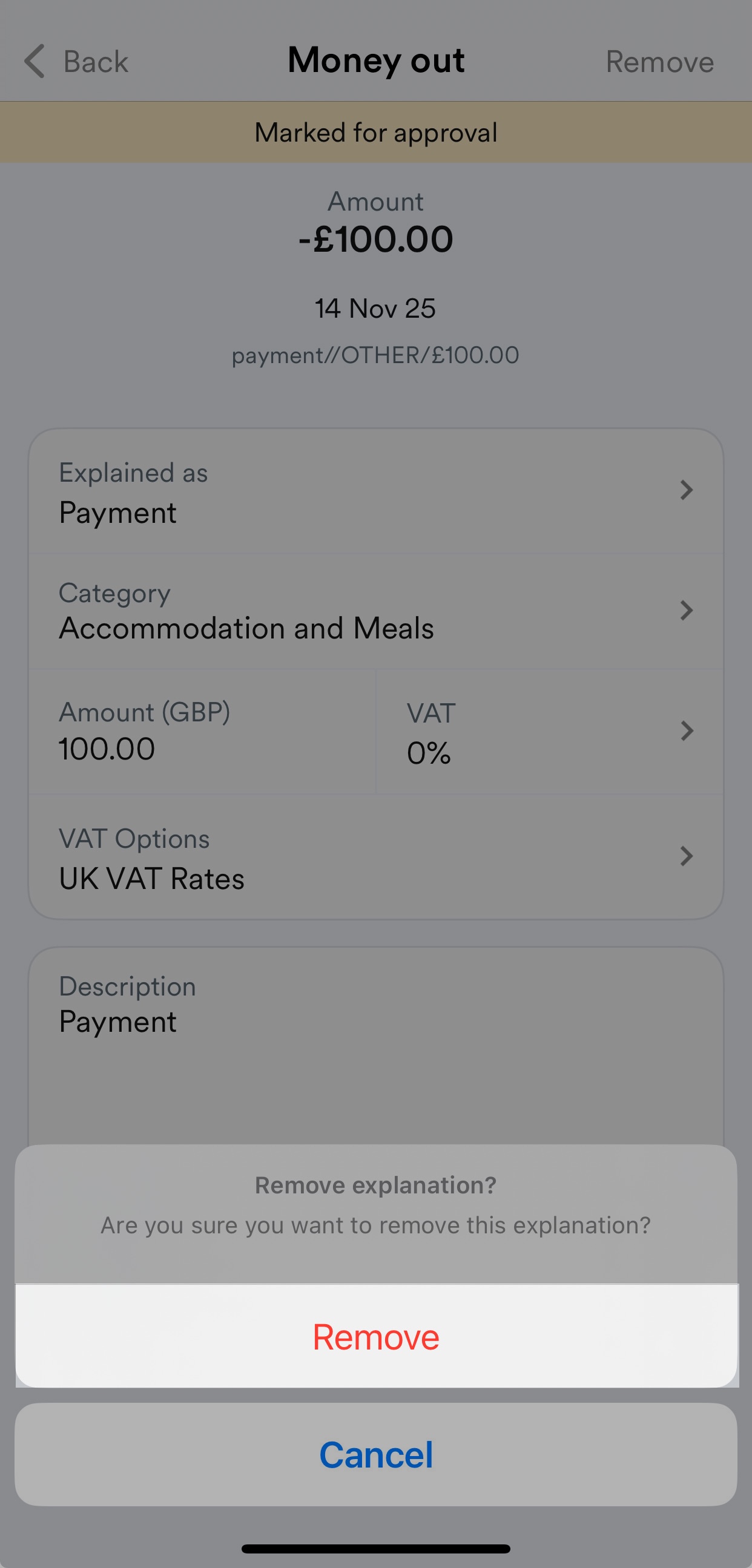 'Remove' button highlighted.