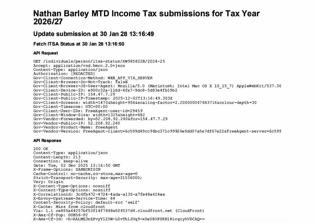 Example of a Submission data export.