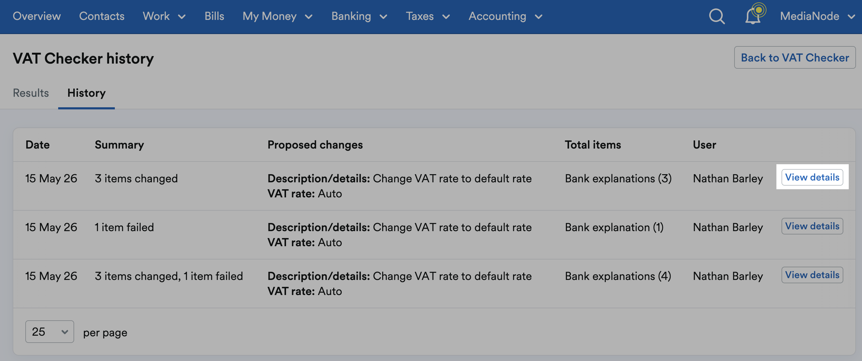 View details button highlighted