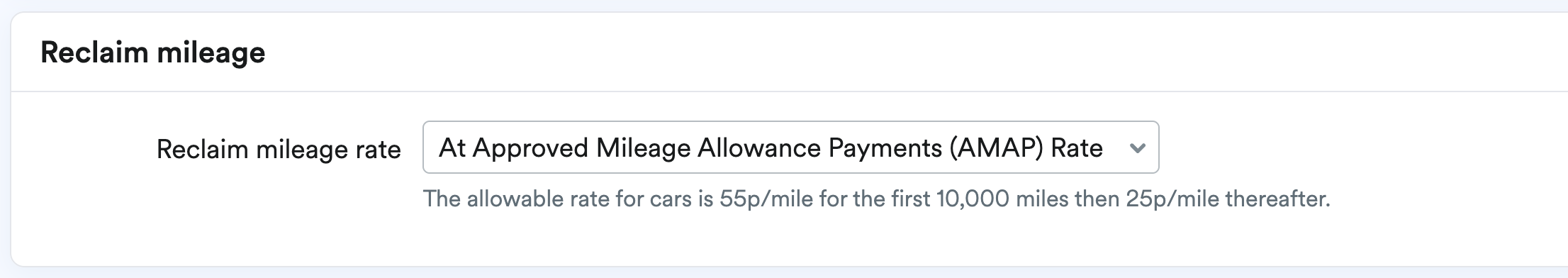 Reclaiming mileage rate at Approved Mileage Allowance Payments rate