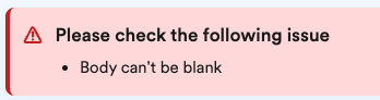 Body can't be blank error message