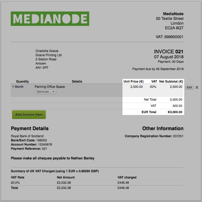 simple invoicing number convention