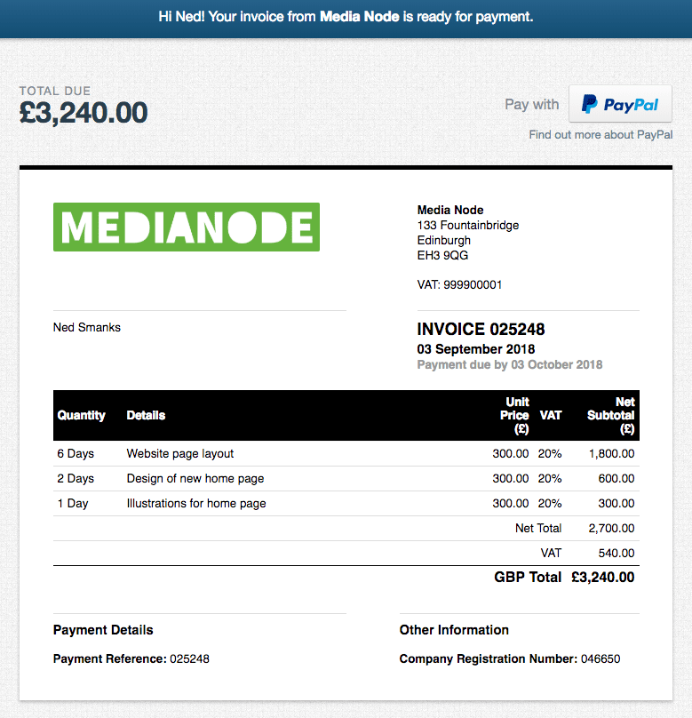 paypal invoice send