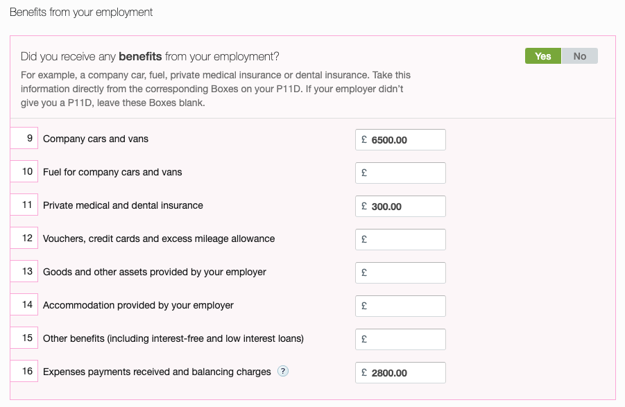 The Employment page of the Self Assessment tax return for limited