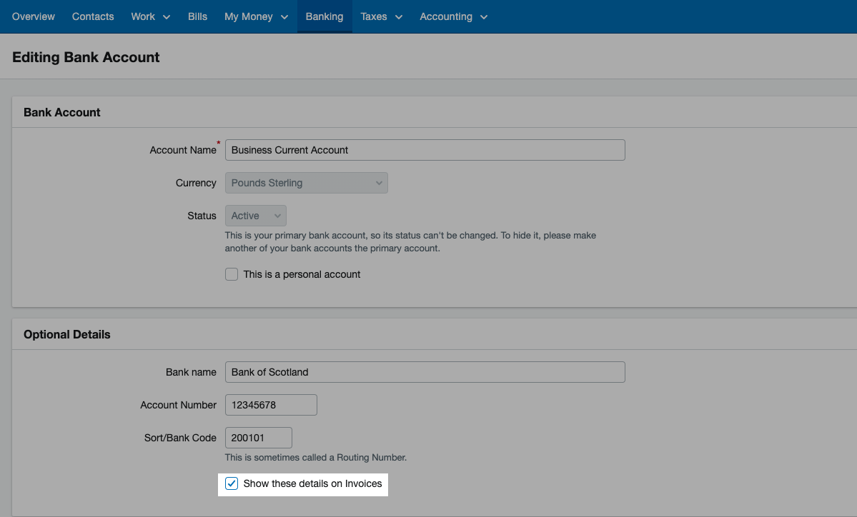 How to display your IBAN and BIC numbers on invoices FreeAgent