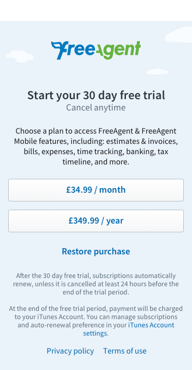 How To Sign Up To Freeagent Via The Apple App Store Freeagent