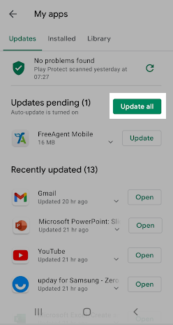 Update all option highlighted