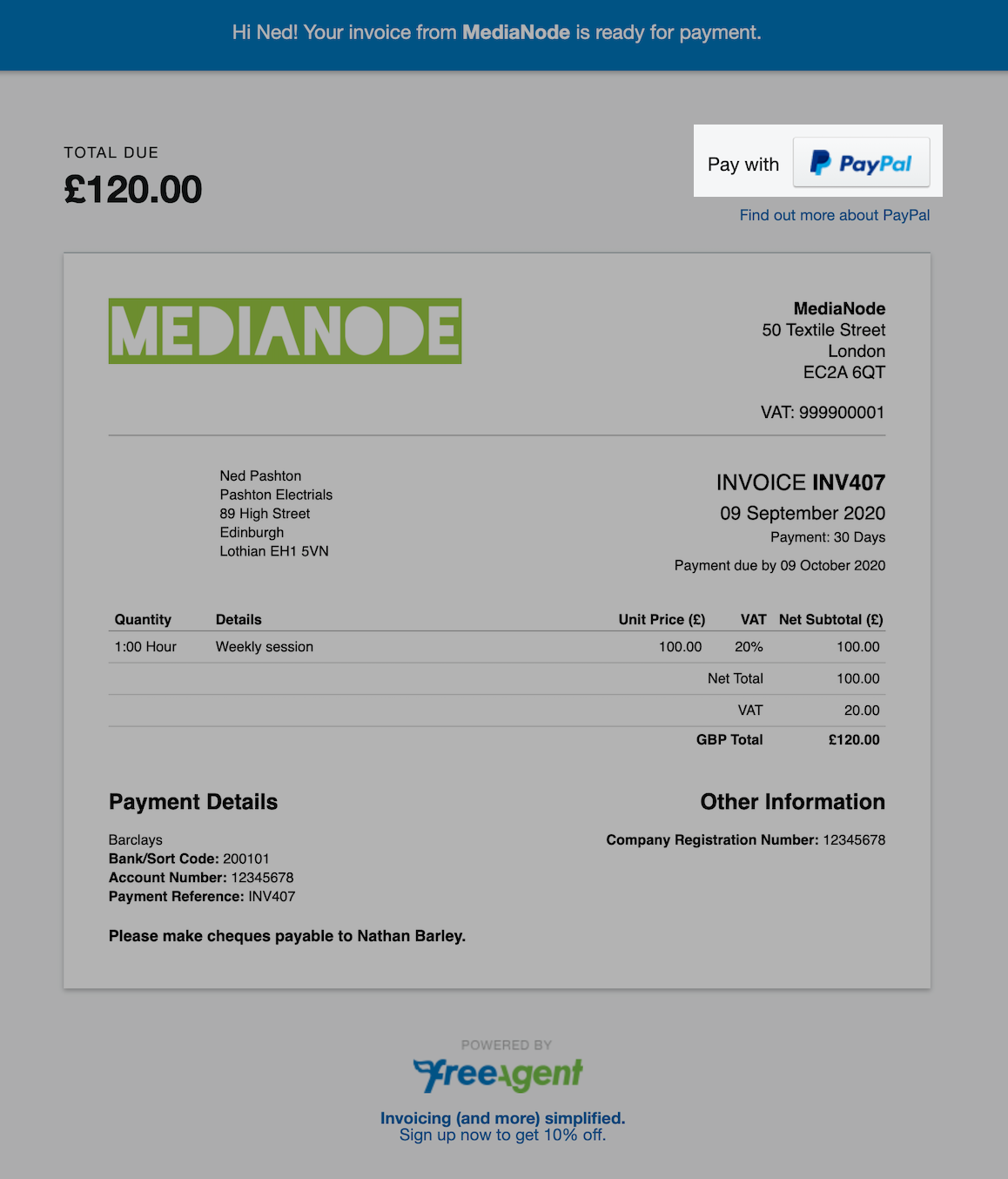 invoice simple paypal